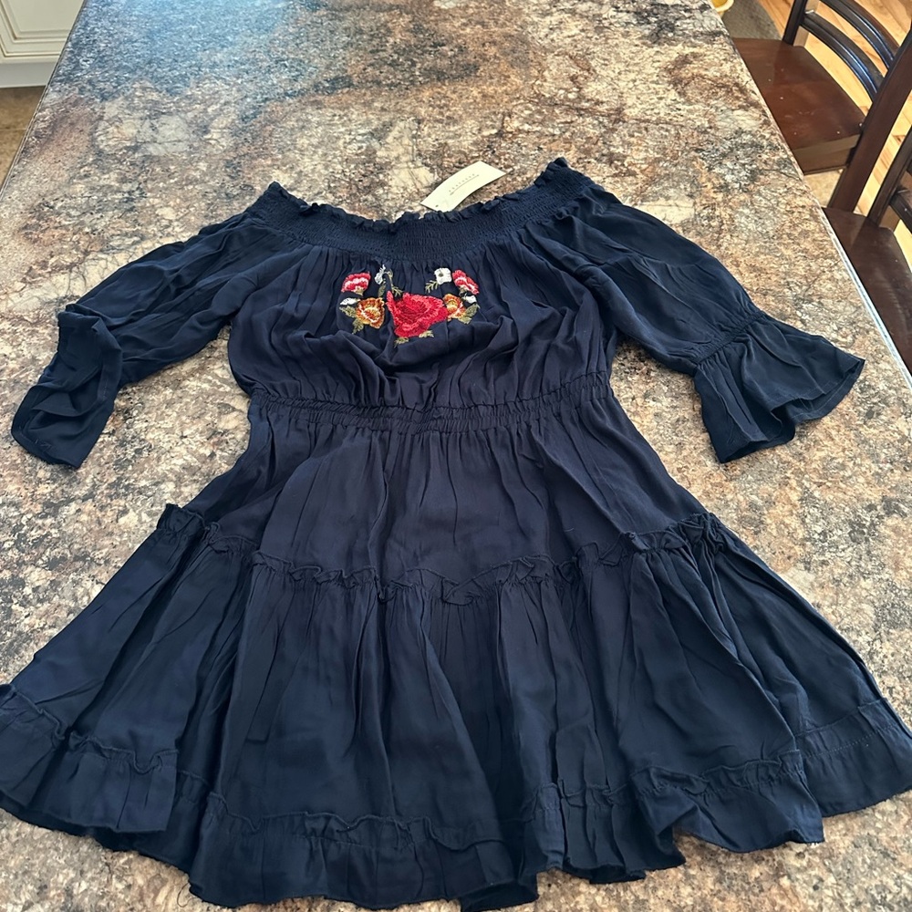Navy boho off the shoulders dress